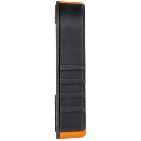 Side view of a black Compact Magnetic Stud Finder And Level With Bubble Vial For Wood And Metal Detection Rare Earth Magnet