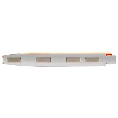 Side view of a Compact 6-Inch magnetic torpedo level with a V-groove for conduit work, showing the patented magnet track on metal surface