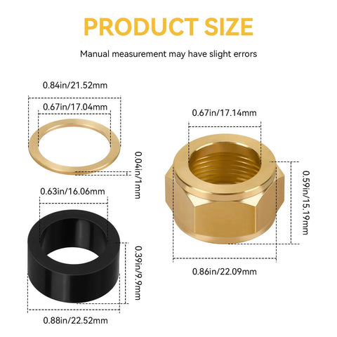 Product components for Pro Grade Sight Glass Steamer Parts Kit For Five Eighth Inch ID Valves, gaskets, washers, brass nuts.