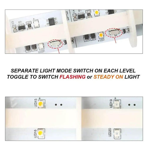 Close-up of switches for Industrial LED Signal Tower Lights With Rotatable Base and 5 Tier Stack Lamps, 110V 220V AC, Steady Or Flashing Modes, Built In 90 dB Buzzer, High Visibility Long Life LEDs, Black Finish, LUBAN