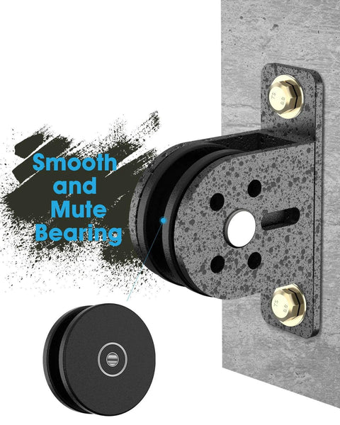 2 pack silent cable pulley wheel set for home gym showing smooth and mute bearing, mounted on metal surface, nylon sheave.