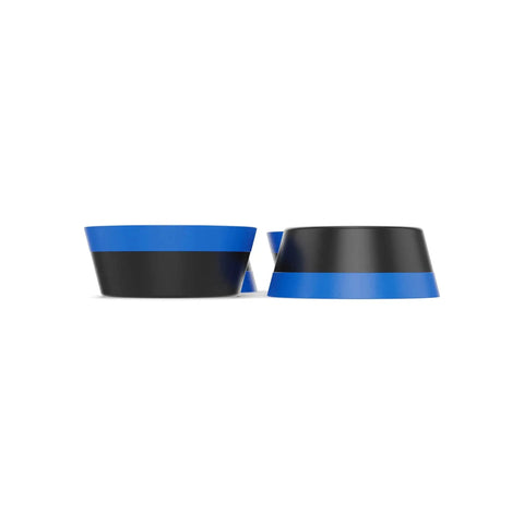 Silent Feet Anti Vibration Pads For Generators Air Compressors And Power Equipment, black and blue rubber pads, side view