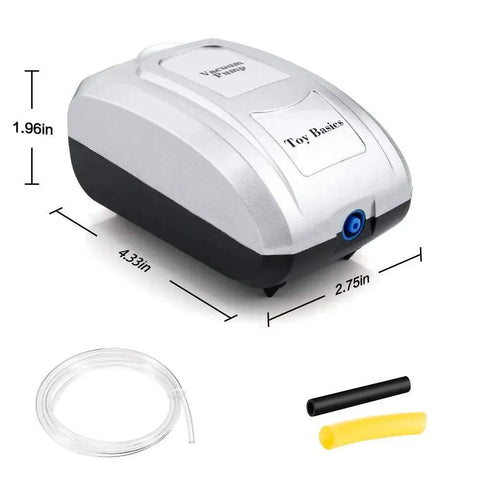 Reliable Lab Filtration Pump For Quick Vacuum Filtration In The Lab ToyBasics Silent Vacuum Pump with dimensions and accessories