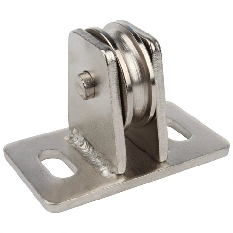 4 Pcs 1-3/8" Pulley Block,Single Bearing Silent for 3/16" Cord,Max Load 330 lb. Shown is a nickel-plated steel pulley.