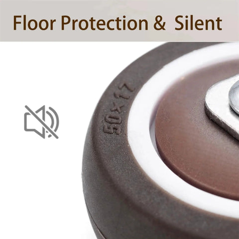 Close-up of 1.25 Inch L Shaped Plate Swivel Caster With Brake Rubber Wheel Side Mount for Smooth Silent Movement Heavy Duty Load Capacity 120 Lb.
