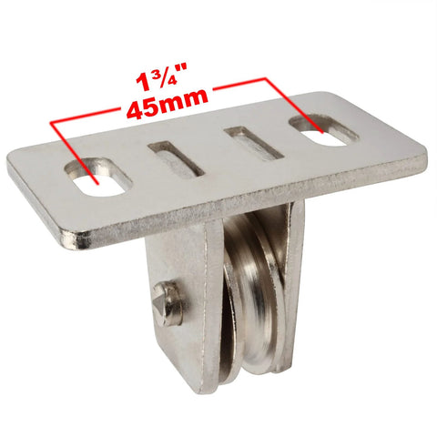 Front view of 4 Pcs 1-3/8" Pulley Block, Single Bearing Silent for 3/16" Cord, Max Load 330 lb with measurements