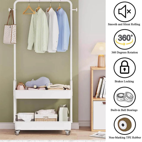 Clothing rack with 1 Inch Caster Wheels for Furniture Silent Bearing Swivel Plate Casters Set of 4 with Brakes