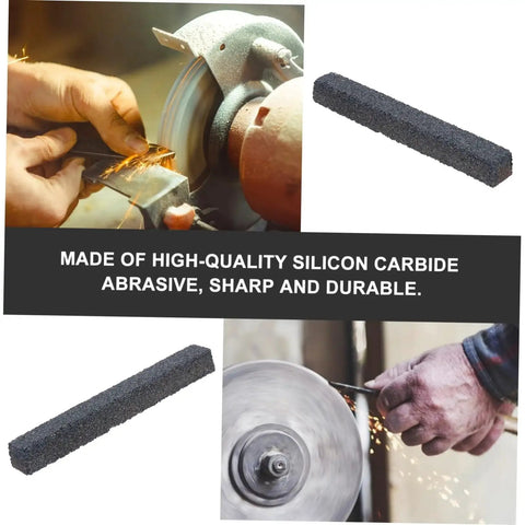 Silicon Carbide Dressing Stone for Grinding Wheels, shown reshaping and cleaning for smooth operation, ideal for manual sharpeners.