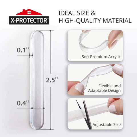 40 Pack Clear Cabinet Door Bumpers That Say No More Slams, Soft Close Pads, 2.5 By 0.4 Inch Anti Slam Cushions For Cabinets Drawers Chair Backs And More, Quiet Home, Easy Install, Durable Silicone shown with dimensions and material features