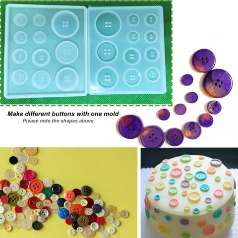 4 Pack Round Button Silicone Molds TuNan Set for Resin Casting in 7 Sizes 10mm to 30mm, crafting decorations and epoxy resin projects.