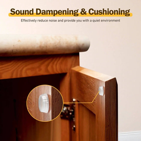 192 Piece Self Adhesive Cabinet Door Bumpers For No-Fuss Install, 1/2 Inch Silicone Cushions applied on cabinet door