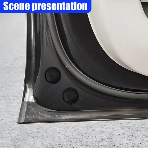 4 Pack Car Silicone Cushion Pads with Self Adhesive Door Silencers and Shock Absorbers installed on a car door edge