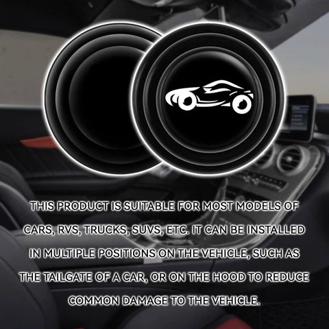Thickened silicone car door shock absorbers cushion slams with a smooth, quiet close in black with car emblem design.