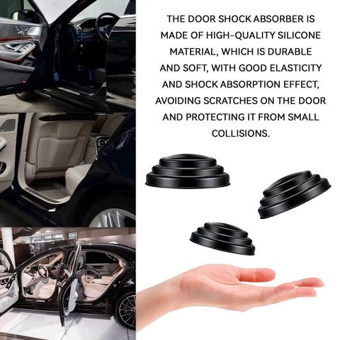 Thickened silicone car door shock absorbers cushion slams with a smooth, quiet close, featuring black silicone pads.