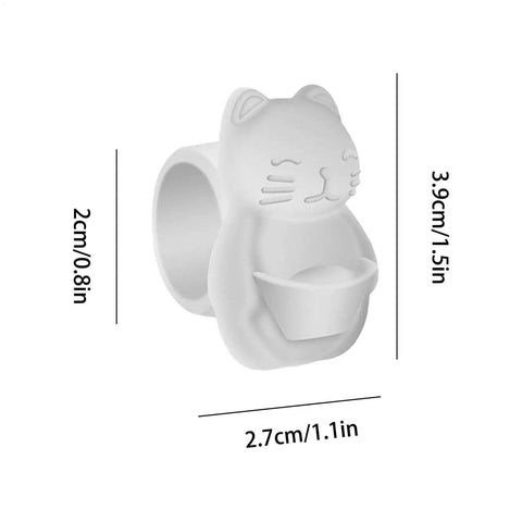 Silicone wall shield with shock absorbing cushion and noise silencer design, cat-shaped, white color, protects doors.