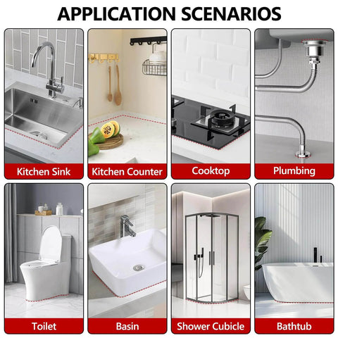 Application scenarios for Pro Grade Advanced Silicone Caulk For Kitchen And Bathroom 10 Fl Oz Cartridges 12 Pack 100 Percent Waterproof RTV