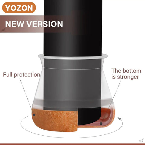 Chair Leg Floor Protectors For Hardwood Floors With Reinforced Cup Shaped Felt Pads And Silicone Caps 32 Pack Anti Scratch Noise Reduction For Angled Legs Fit Three Quarters To One And Three Sixteenths Inches close-up view