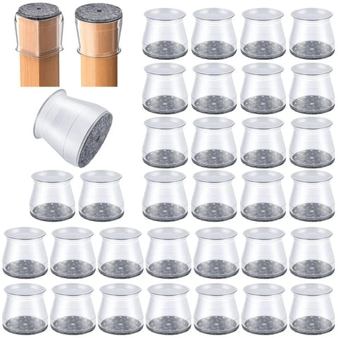 32 Pack Silicone Chair Leg Protectors With Built In Felt Pads For Scratch Free Floors Noise Free Movement And Easy Smooth Gliding Fits Round Chair Legs From 1.31 To 2.00 Inches Diameter And Square From 1.19 To 1.56 Inches displayed