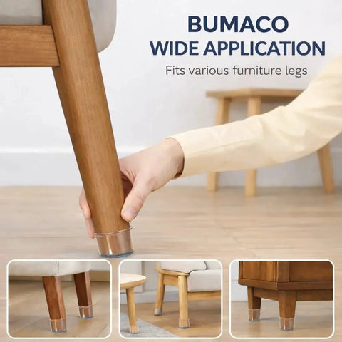 40 Pack Chair Leg Floor Protectors Silicone Pads For Hardwood Floors Universal Fit installed on chair legs