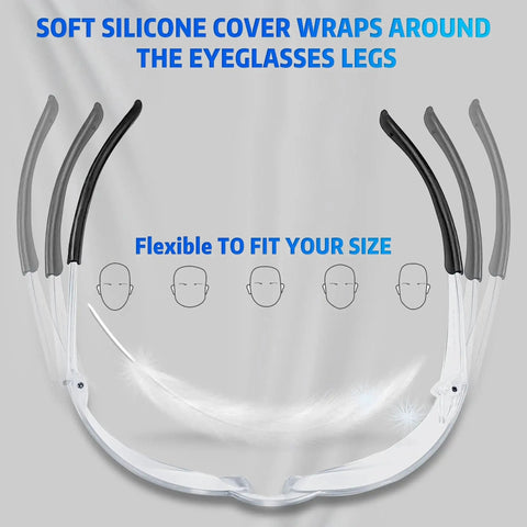 Clear Z87.1 Certified Safety Glasses For Work Lab Scratch Resistant 30 Pcs with soft silicone ear covers.