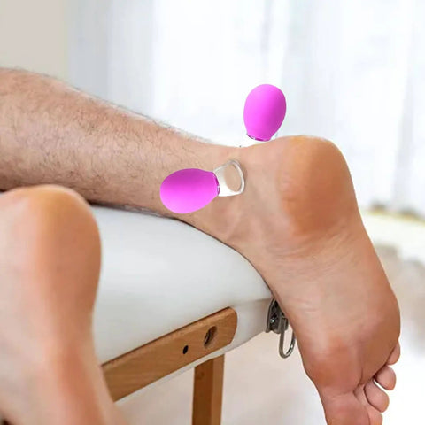 Silicone Cupping Device For Full Body Massage And Lymphatic Drainage Studio Grade Back Massager Kit in use on a person's foot