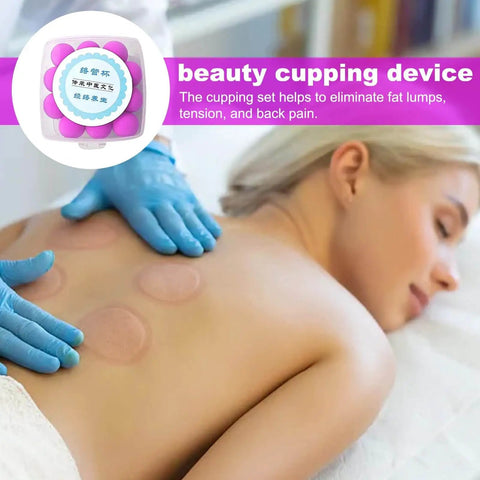 Silicone Cupping Device For Full Body Massage And Lymphatic Drainage Studio Grade Back Massager Kit with suction cups in use