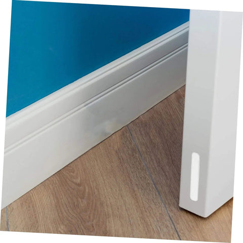 Installed 12 Pcs Door Slam Silencer Silicone Cabinet Door Bumpers Adhesive Closers Wall Protectors For Home Non Tool Quick Install And Silent Soft Cushions To Prevent Slams And Protect Walls on white door near blue wall