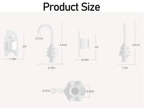 Christmas Tree Hanging Silicone Door Pinch Guard And Anti Door Slam Stopper Set dimensions chart, 2-pack white