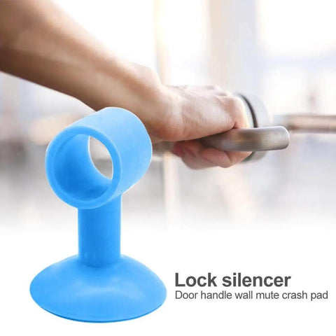 Soft silicone doorknob cushions, a 4 pack, silence wall contact and door collisions by absorbing vibrations, blue cushion on handle