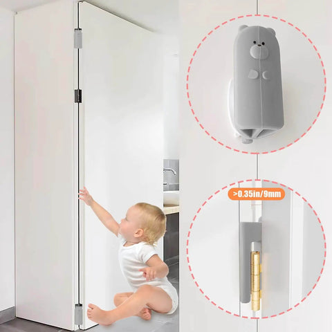 Door Pinch Guard Hanging Silicone Door Stop Wedge Grey 2 Pack Soft Slam Protector For Hinges Quiet Close And Frame Protection Hidden Installation Anti Slam Silencer For Busy Homes