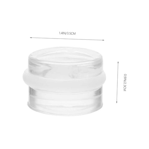 Front view of a transparent silicone wedge from Six Piece Door Silencer And Stopper Sliding Buffer Set For Noiseless Door Closing And Finger Safety Anti Collision Shield For Cabinets And Home Doors Compact Durable Door Wedge, dimensions shown.