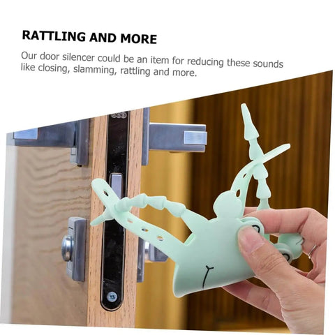 2 Pack Door Slam Preventer Covers Noise Reduction Silencers for quiet safe closures, silicone stopper being installed on door