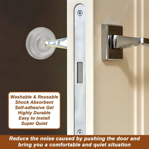 Clear Door Stopper Wall Protectors For Doors, 2 Inch Round Silicone Rubber Guard installed on door near handle