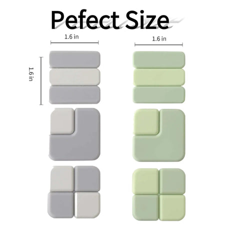 Door Stop Wall Protector Set Of 6 With 0.4 Inch Square Soft Rubber Bumpers Thickened Adhesive, shown in multiple colors and sizes.