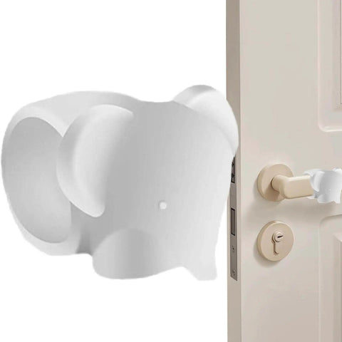 Soft silicone door wall protector cushions every swing to prevent scuffs, 8 cm diameter, installed on a door handle