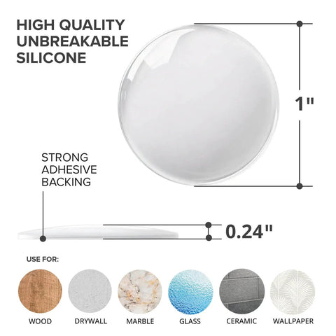 Eight Pack Silicone Door Stopper Wall Protectors For Walls Self Stick 1 Inch Clear Transparent Shield Against Door Knobs And Furniture Dents