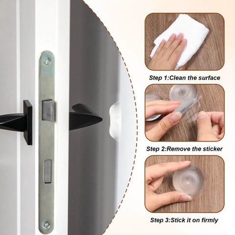 Installation of Clear Door Stopper Wall Protectors For Doors, 2 Inch Round Silicone Rubber Guard with Adhesive