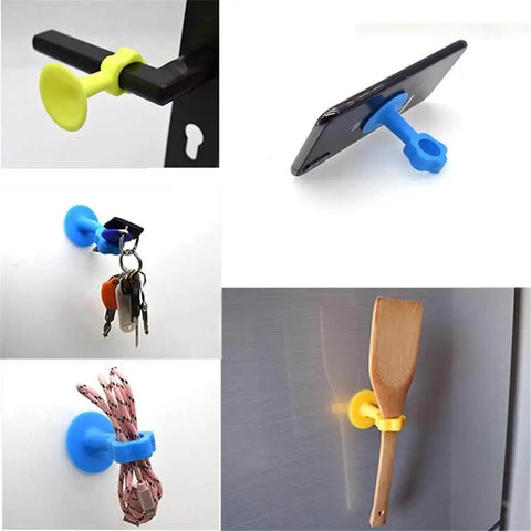 Silicone Door Stopper Bumper Pad And Wall Protector For Soft Closing Doors And Cabinets Reduces Noise And Impact Protects Walls Provides Gentle Cushioning And Easy Mounting With Suction Cup For Tile Surfaces And Handy Phone Holder