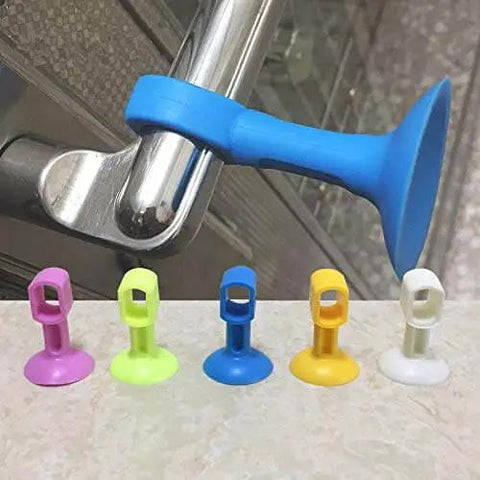 Five Piece Silicone Doorknob Wall Mute Pad Set For Door Handles Provides Wall Protection And Quiet Silencing By Absorbing Vibration Noise Anti Collision Cushions Durable Door Stopper For Home Office And Bathroom shown on counter