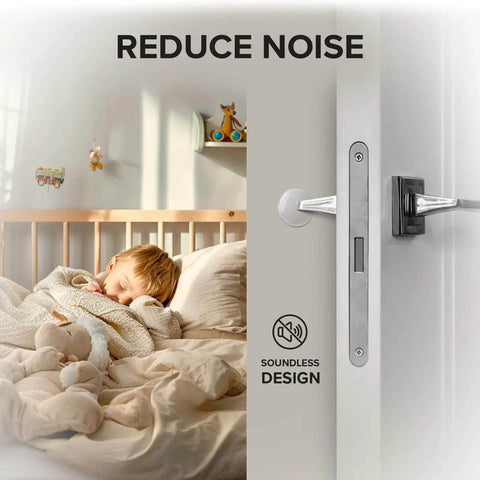 Door with Eight Pack Silicone Door Stopper Wall Protectors for Walls, self-stick, 1 inch clear transparent shield in a child's room.