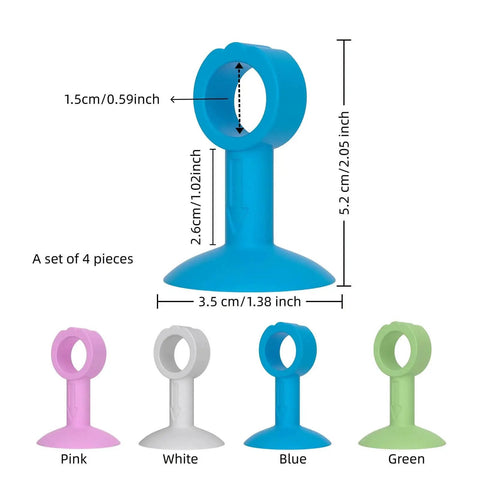 Silicone Door Stopper Pad With No Drill Bumper Guard For Handles, Strong Suction Prevents Slams And Noise, Set of Four in blue, pink, white, and green