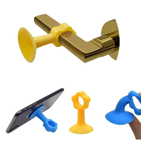 Silicone Door Stopper Bumper Pad And Wall Protector For Soft Closing Doors And Cabinets Reduces Noise And Impact Protects Walls Provides Gentle Cushioning And Easy Mounting With Suction Cup For Tile Surfaces And Handy Phone Holder