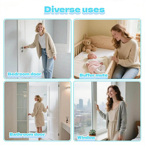 Silicone Door Stopper Pad With No Drill Bumper Guard For Handles, essential for nursery and bathroom door protection.
