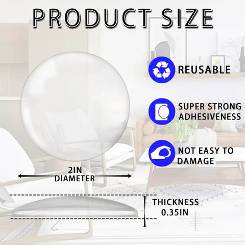 16 Pack 2 Inch Round Clear Silicone Door Knob Wall Protectors Self Adhesive Washable and Reusable Wall Guards That Absorb Shock