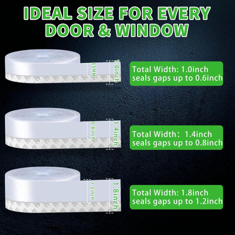Sizes of Updated Weather Stripping Door Seal, Door Draft Stopper Silicone Seal Strip for House and Glass Shower Doors for Windows