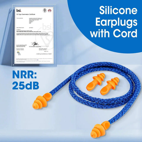 Silicone Ear Plugs 55 Pairs With Corded Design For Reusable Noise Reduction 25 dB NRR Sleep Ear Plugs With String and certificate