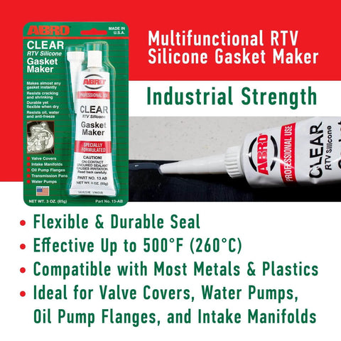 Garage Tough High Temp Silicone Sealant And Gasket Maker For Automotive And Industrial Use Up To 500 Degree Fahrenheit Heat Clear 3 Oz Tube Durable Flexible Sealant That Resists Oil Water Antifreeze And Transmission Fluid packaging