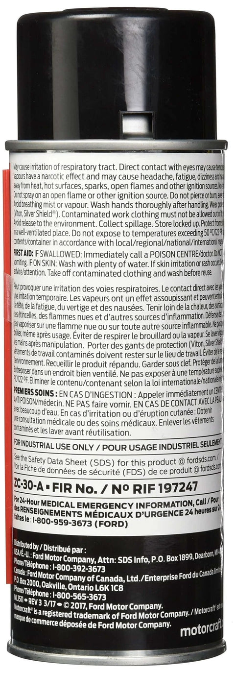 Back view of Silicone Gasket Remover ZC-30 12 Oz For Auto Maintenance showing safety instructions and product information on the label.
