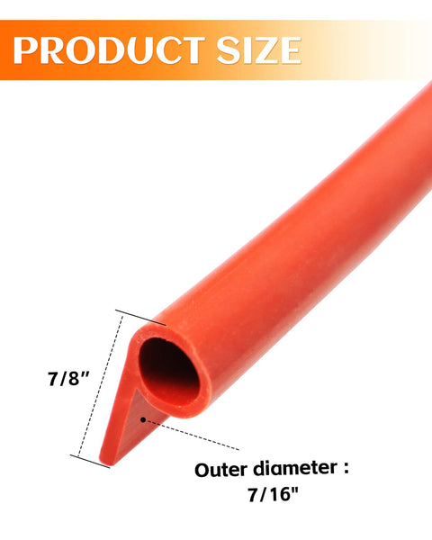 Zorqon red silicone P-gasket seal, 13 ft long, 7/8 in wide for smoker door gasket