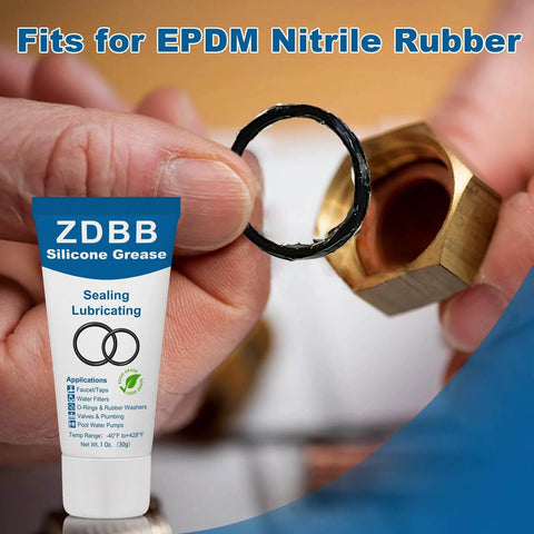 Silicone Lubricant For O Rings And Faucets, Food Grade NSF Approved Odorless Colorless 1 Oz Tube shown with O-ring installation